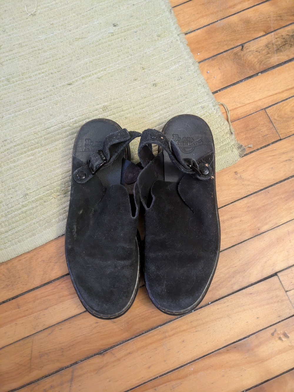 Dr. Martens Black Suede Slip-On Mules